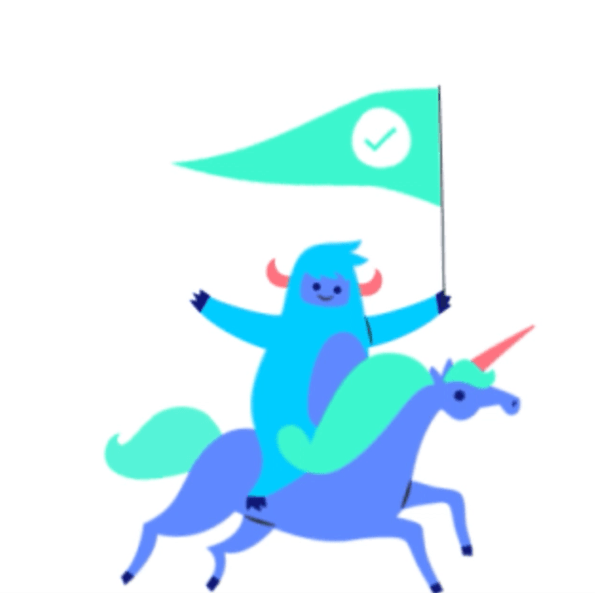 Yeti riding a unicorn